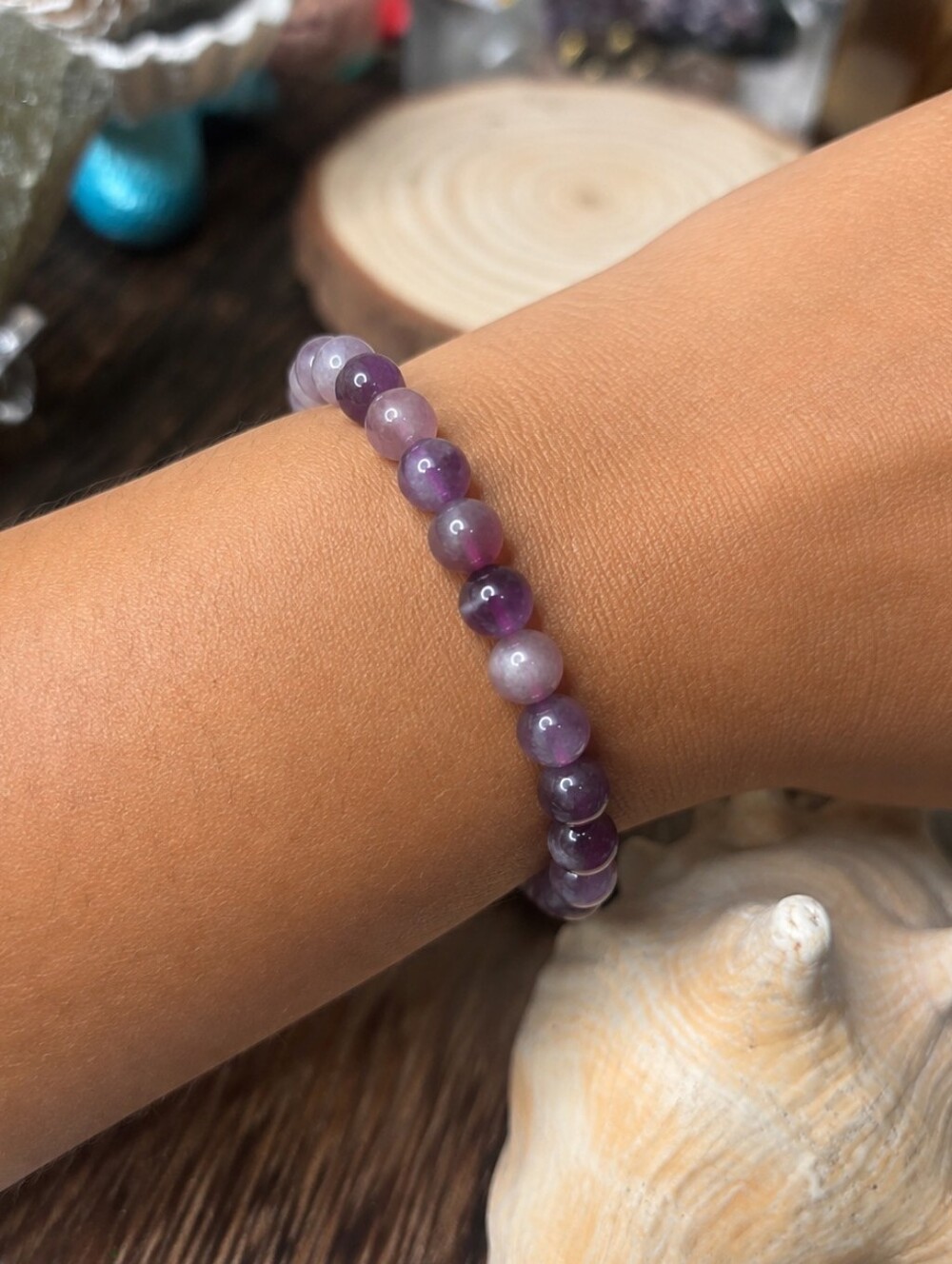 Dream amethyst Crystal Strecth Bracelet SIZE 6.5- 7 ( ANXIETY)